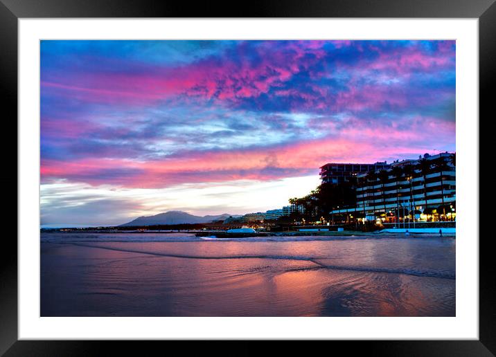 Marbella Sunset Framed Mounted Print by Alison Chambers