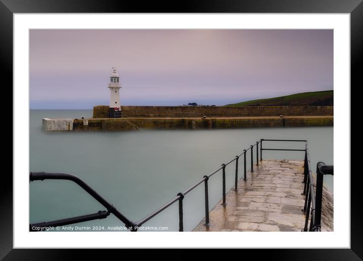 Mevagissey Harbour Lighthouse Framed Mounted Print by Andy Durnin