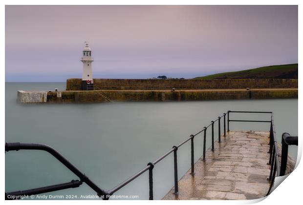 Mevagissey Harbour Lighthouse Print by Andy Durnin