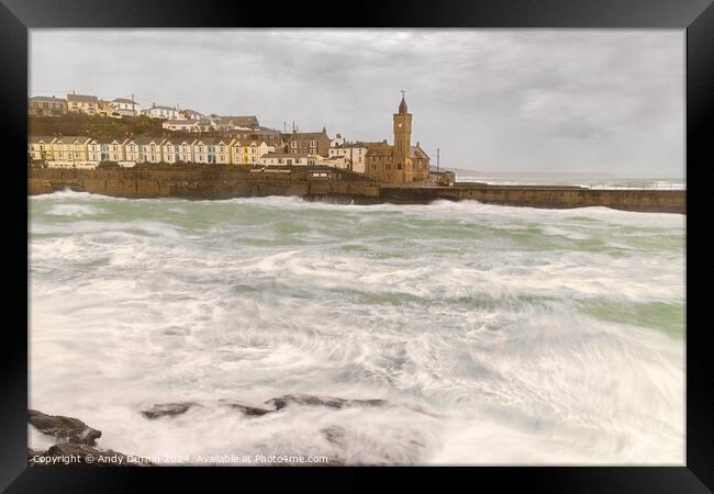 A Breezy Porthleven Framed Print by Andy Durnin