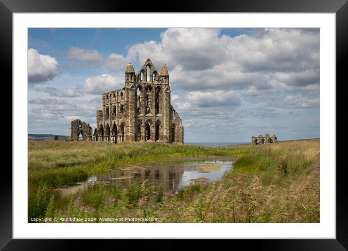 Whitby Abbey with reflection Framed Mounted Print by Paul Edney