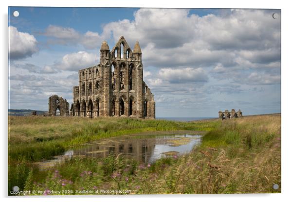 Whitby Abbey with reflection Acrylic by Paul Edney