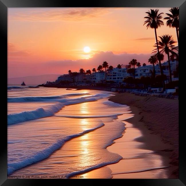 Marbella sunset Framed Print by Zap Photos