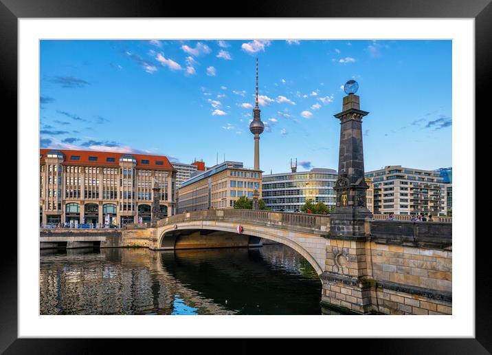 Berlin Skyline With Monbijou Bridge Framed Mounted Print by Artur Bogacki