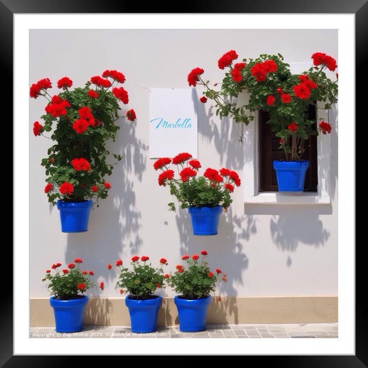 Geraniums in Marbella  Framed Mounted Print by Zap Photos
