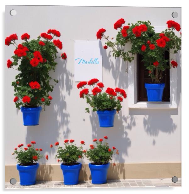 Geraniums in Marbella  Acrylic by Zap Photos