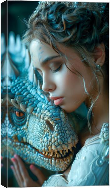 Princess and the Dinosaur Canvas Print by T2 