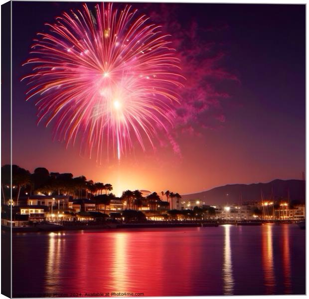 Fireworks over Marbella  Canvas Print by Zap Photos