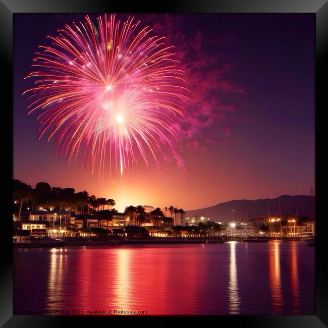 Fireworks over Marbella  Framed Print by Zap Photos