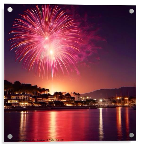 Fireworks over Marbella  Acrylic by Zap Photos