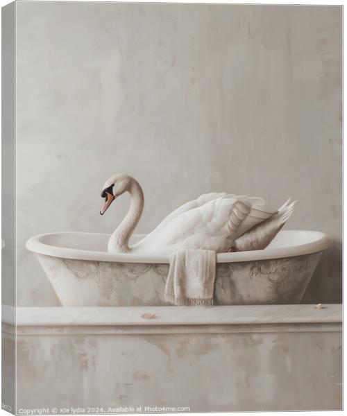 Swan Bath Canvas Print by Kia lydia