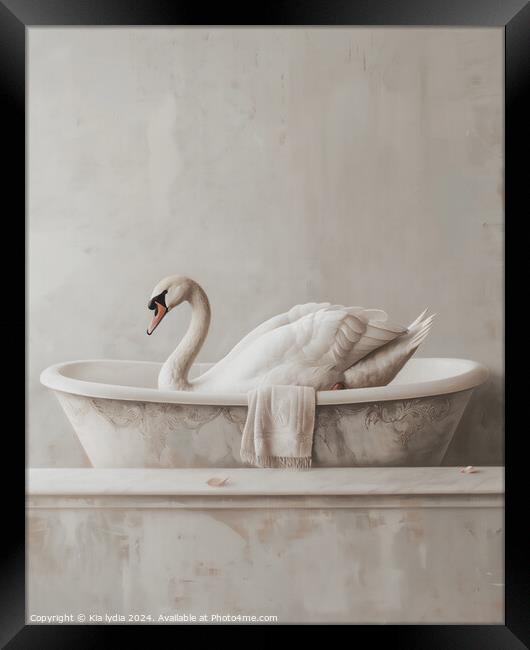 Swan Bath Framed Print by Kia lydia