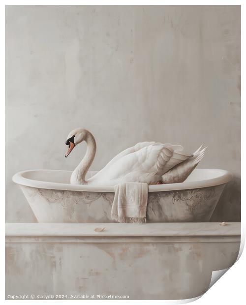 Swan Bath Print by Kia lydia