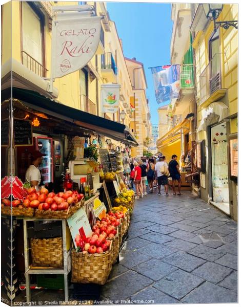 Shopping In Sorrento Canvas Print by Sheila Ramsey