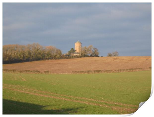 The Water Tower on Rivey Hill Print by Simon Hill