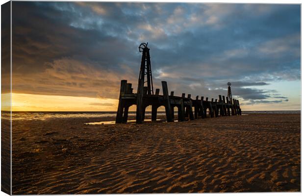 Lytham Old Pier Jetty Canvas Print by Pam Sargeant