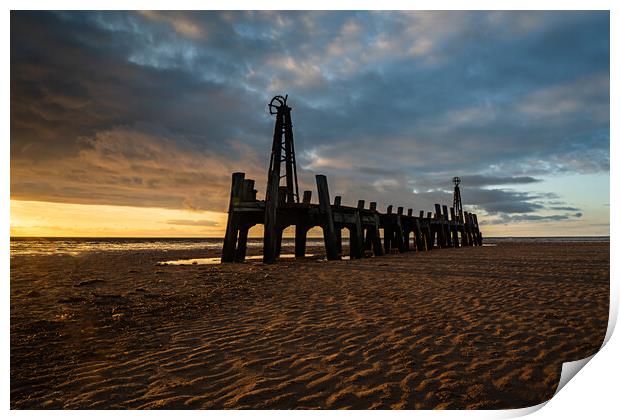 Lytham Old Pier Jetty Print by Pam Sargeant