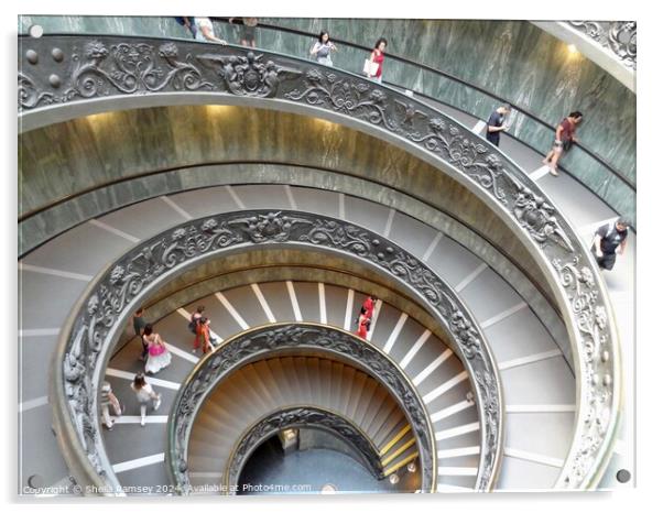 The Spiral Staircase Vatican Museum Rome Acrylic by Sheila Ramsey
