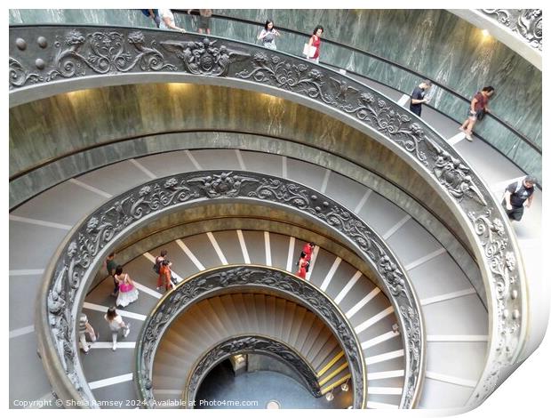 The Spiral Staircase Vatican Museum Rome Print by Sheila Ramsey