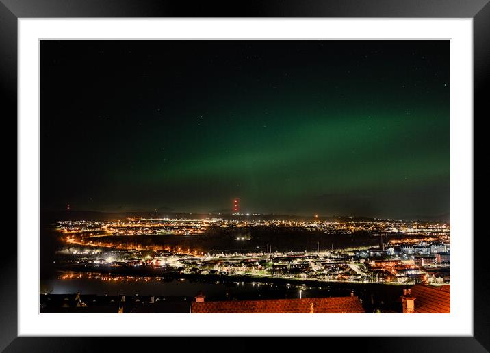 Aurora over Derry City  Framed Mounted Print by Ciaran Craig