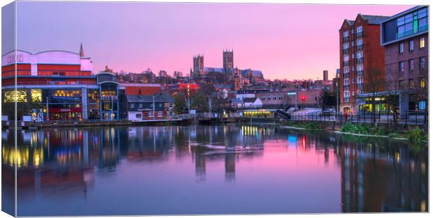 Lincoln Cathedral Dawn Reflection  Canvas Print by Alison Chambers