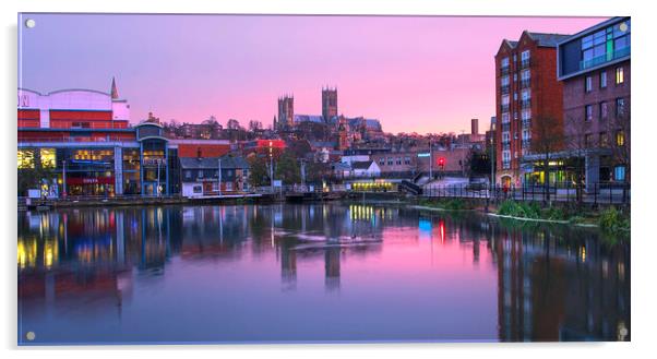 Lincoln Cathedral Dawn Reflection  Acrylic by Alison Chambers