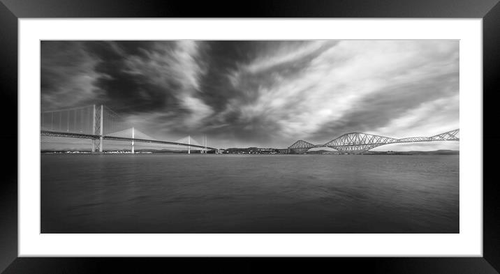 Forth Bridges BW  Framed Mounted Print by Alison Chambers