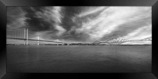 Forth Bridges BW  Framed Print by Alison Chambers