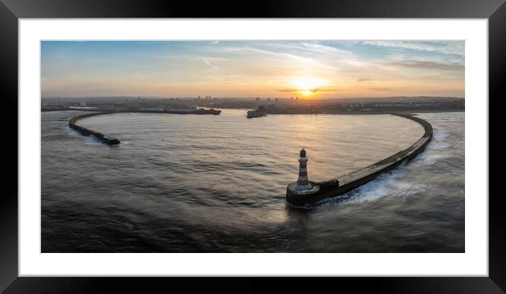 Roker Harbour Framed Mounted Print by Apollo Aerial Photography