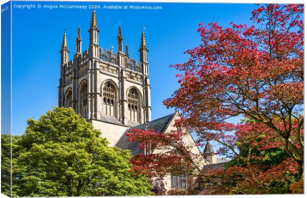 Bell tower of Merton College Chapel, Oxford Canvas Print by Angus McComiskey