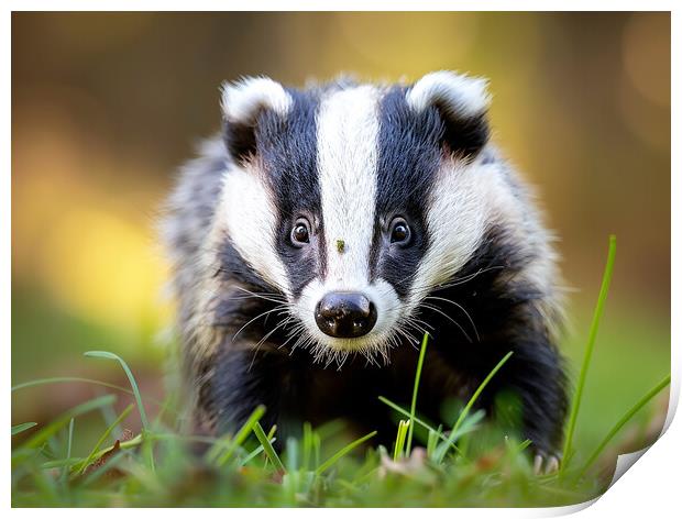 British Badger Print by Steve Smith