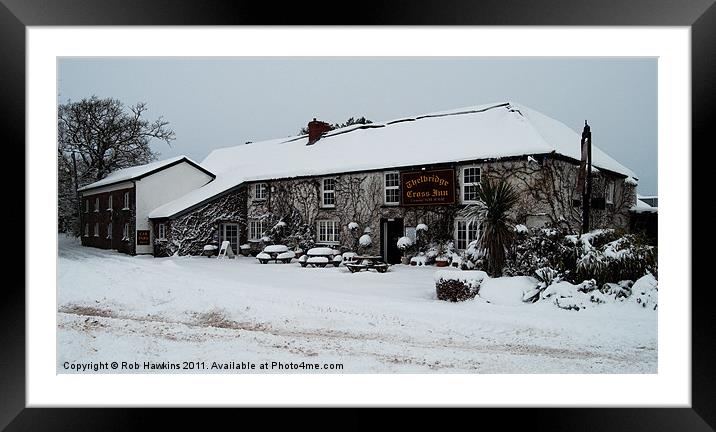 Thelbridge Cross in the snow Framed Mounted Print by Rob Hawkins