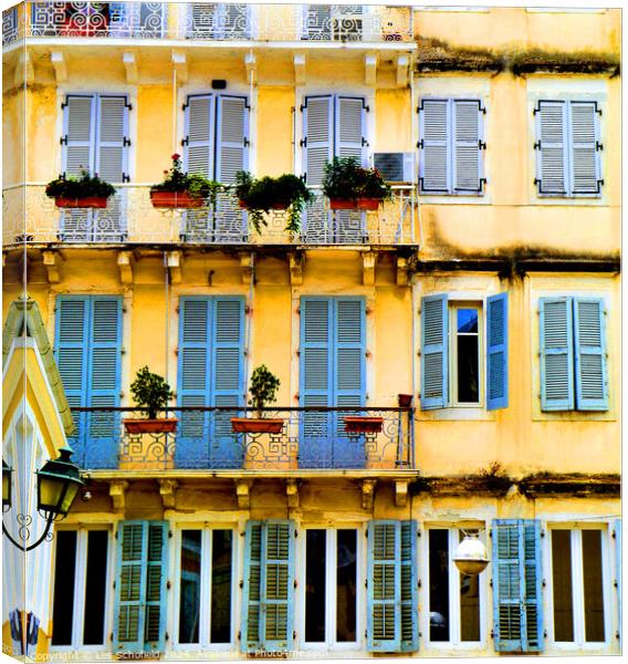Abstract  Corfu  Building Canvas Print by Les Schofield