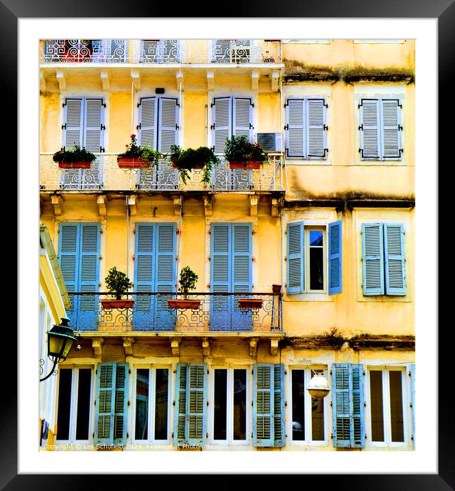 Abstract  Corfu  Building Framed Mounted Print by Les Schofield