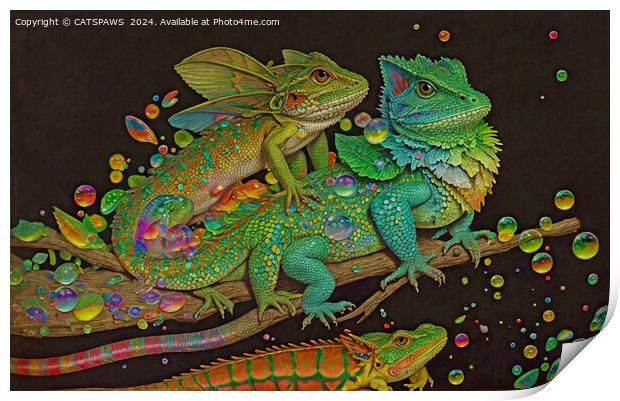 COOL CHAMELEONS Print by CATSPAWS 