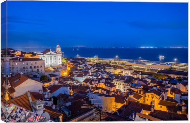 City of Lisbon at Night in Portugal Canvas Print by Artur Bogacki