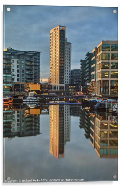 Leeds Dock Reflections Acrylic by Richard Perks