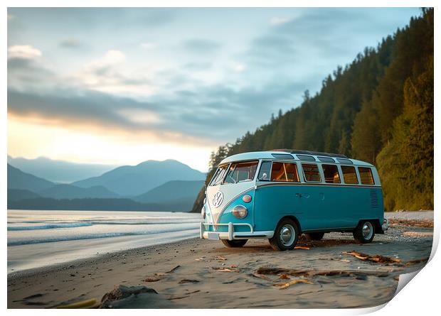 VW Wild Camping Print by Picture Wizard