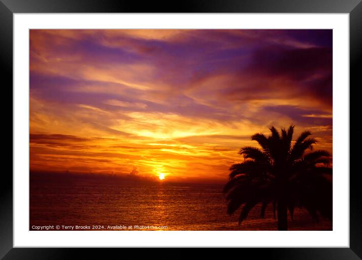 Sunset on Clearwater Beach Florida 1989 Framed Mounted Print by Terry Brooks