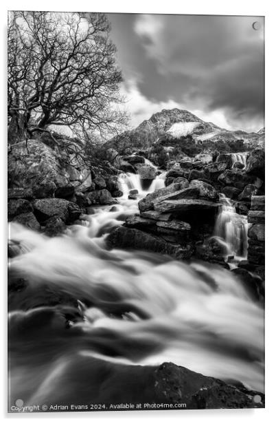 Tryfan Mountain Rapids Cymru Acrylic by Adrian Evans