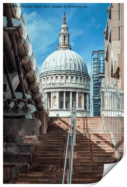 Stairs to St Paul's Cathedral, London Print by Bradley Taylor
