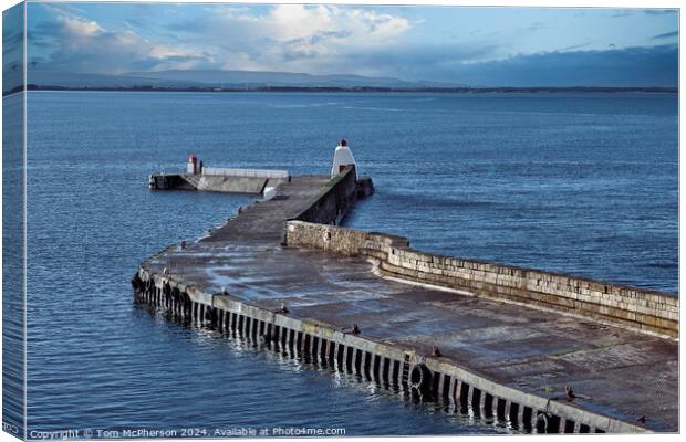 Burghead Harbour North Pier Canvas Print by Tom McPherson