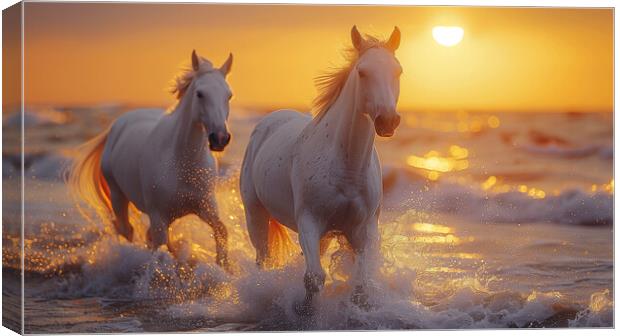 White Andalusian Horses Canvas Print by T2 