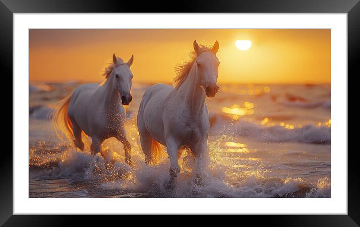 White Andalusian Horses Framed Mounted Print by T2 