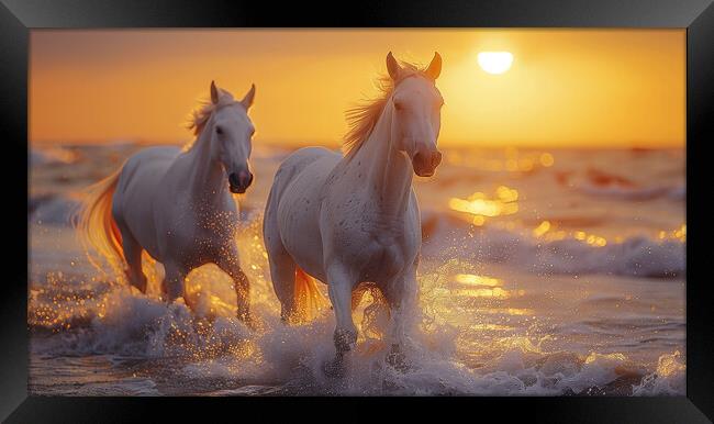 White Andalusian Horses Framed Print by T2 