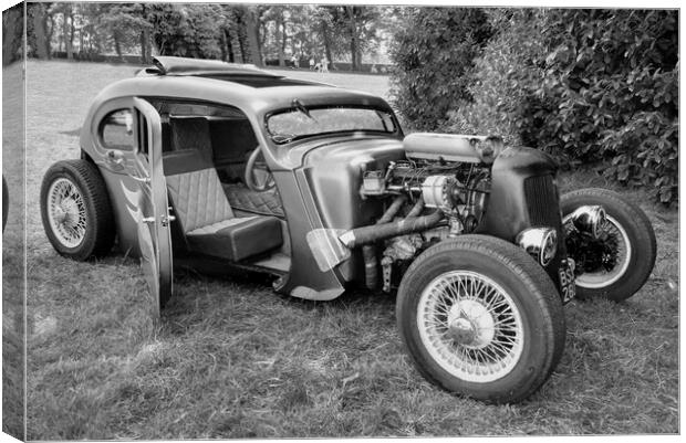 Hot Rod Car BW Canvas Print by Alison Chambers