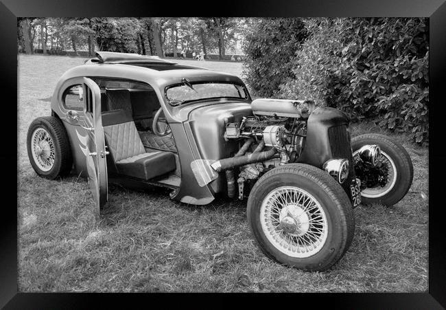 Hot Rod Car BW Framed Print by Alison Chambers