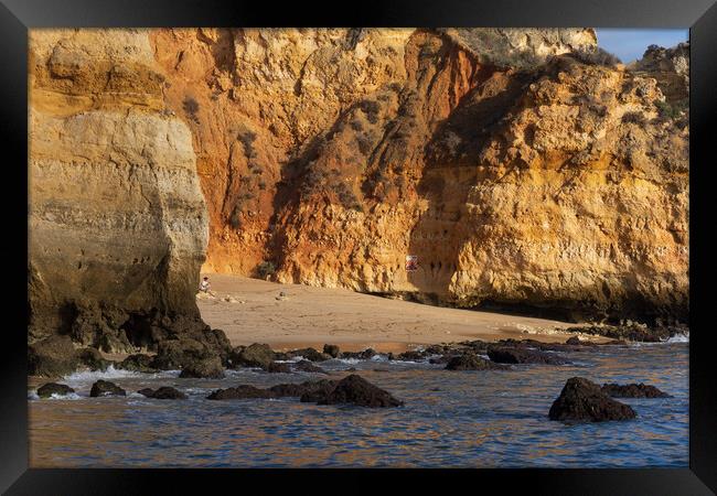 High Cliffs Of Camilo Beach In Algarve, Portugal Framed Print by Artur Bogacki