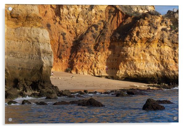 High Cliffs Of Camilo Beach In Algarve, Portugal Acrylic by Artur Bogacki