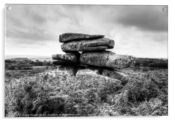 Carbilly Tor Cheesewring Monochrome Acrylic by Diana Mower